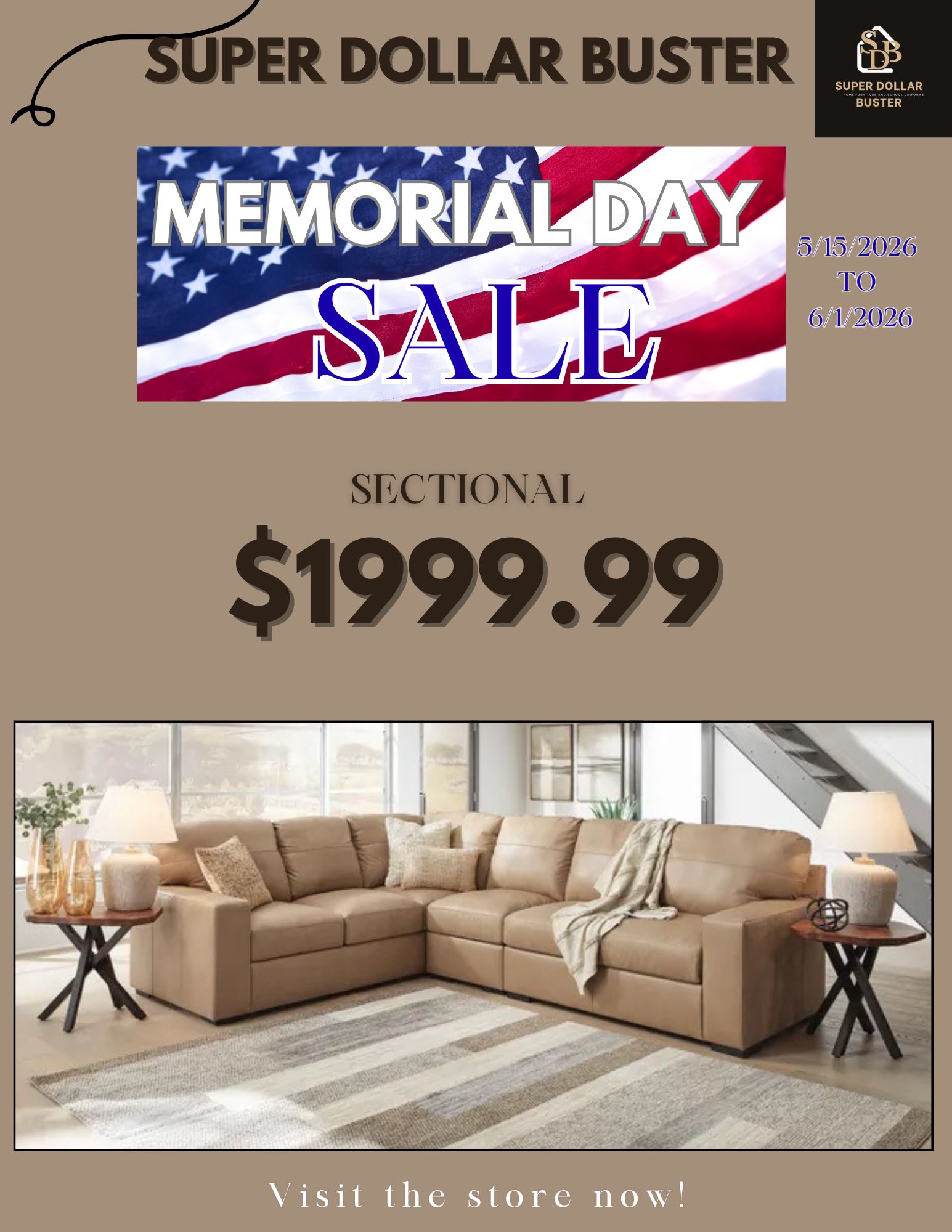 Memorial Day Sale — Sectional $1,999.99