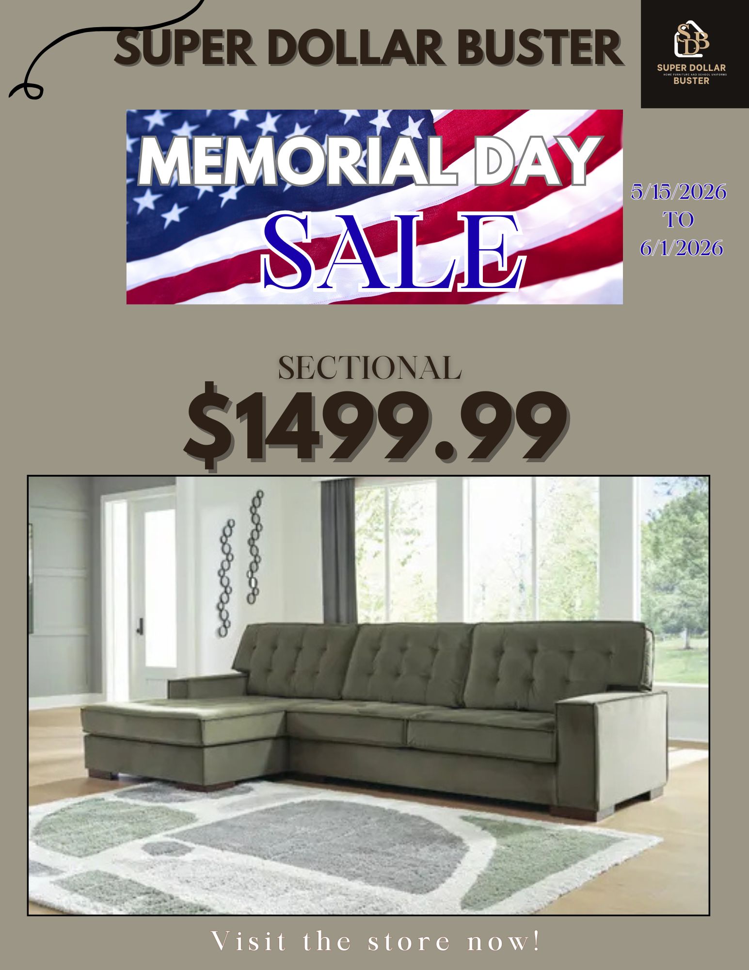 Memorial Day Sale — Sectional $1,499.99