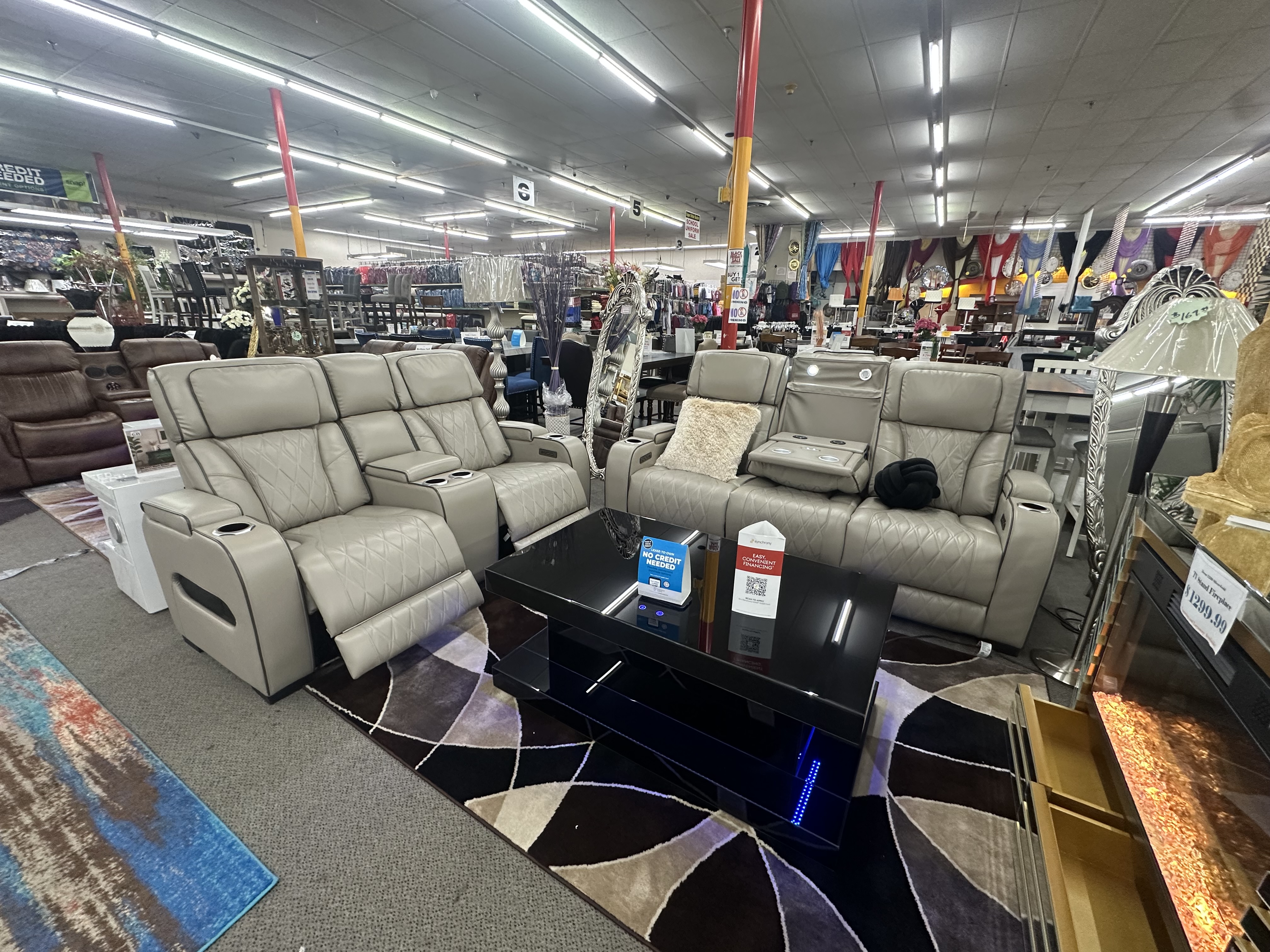 Living room display — recliners and sectionals